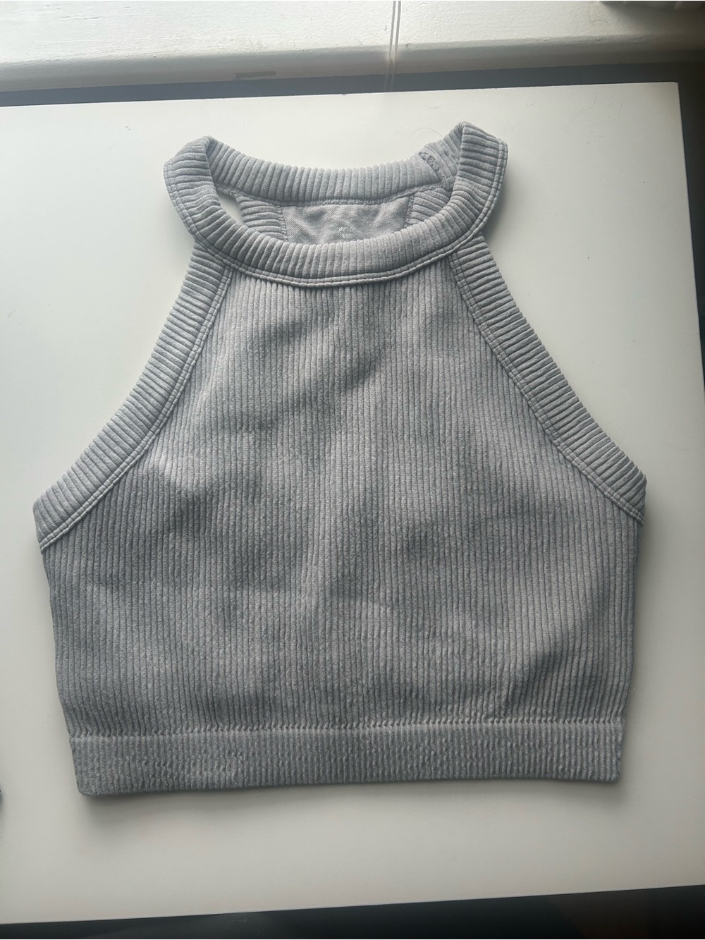 Aerie Ribbed High Neck Crop Tank Top